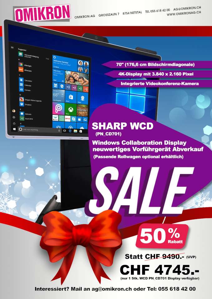 Omikron AG Sale Sharp Windows Collaboration Display (WCD) interaktives Display